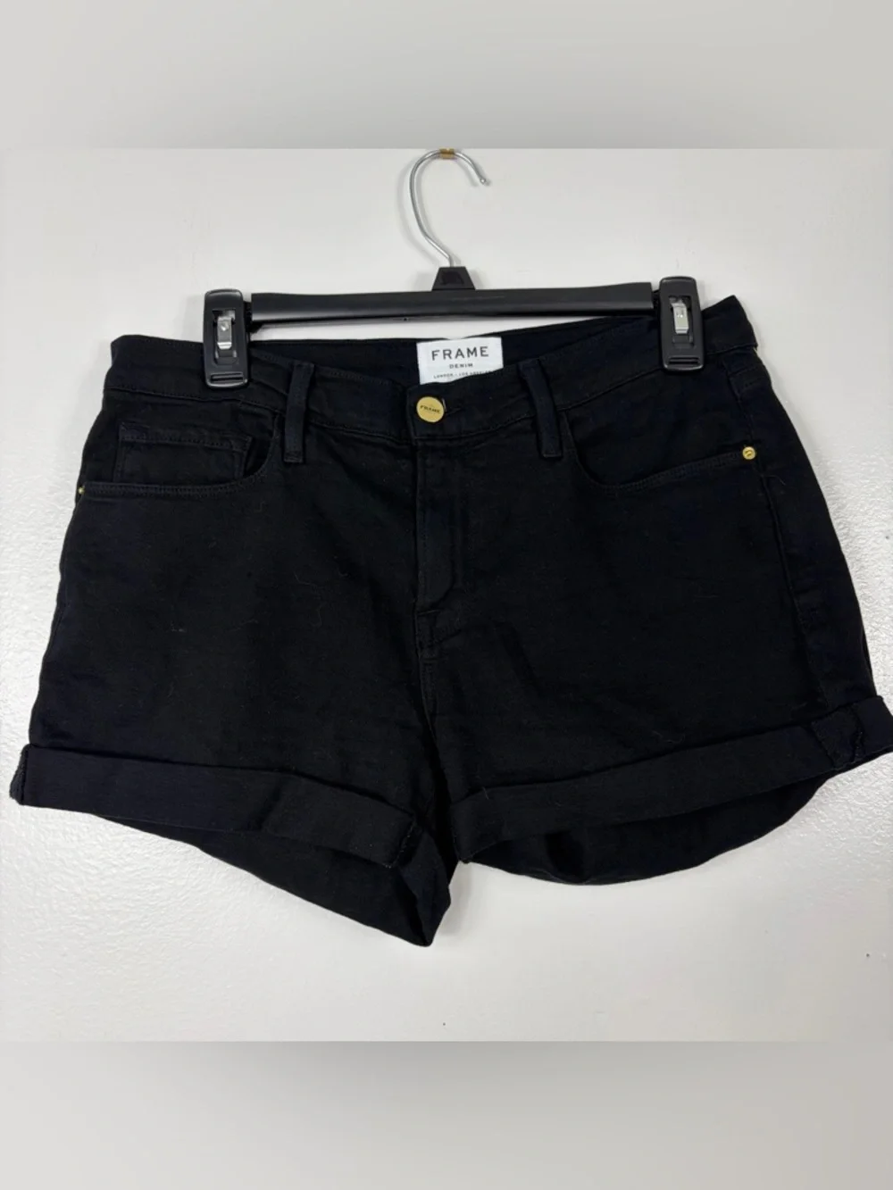 FRAME Le Cutoff Denim Shorts - Black sz 27 - Picture 2 of 7